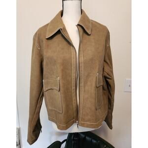Contrast Seam Faux Suede Jacket, Like New, US size XL - EU size 42